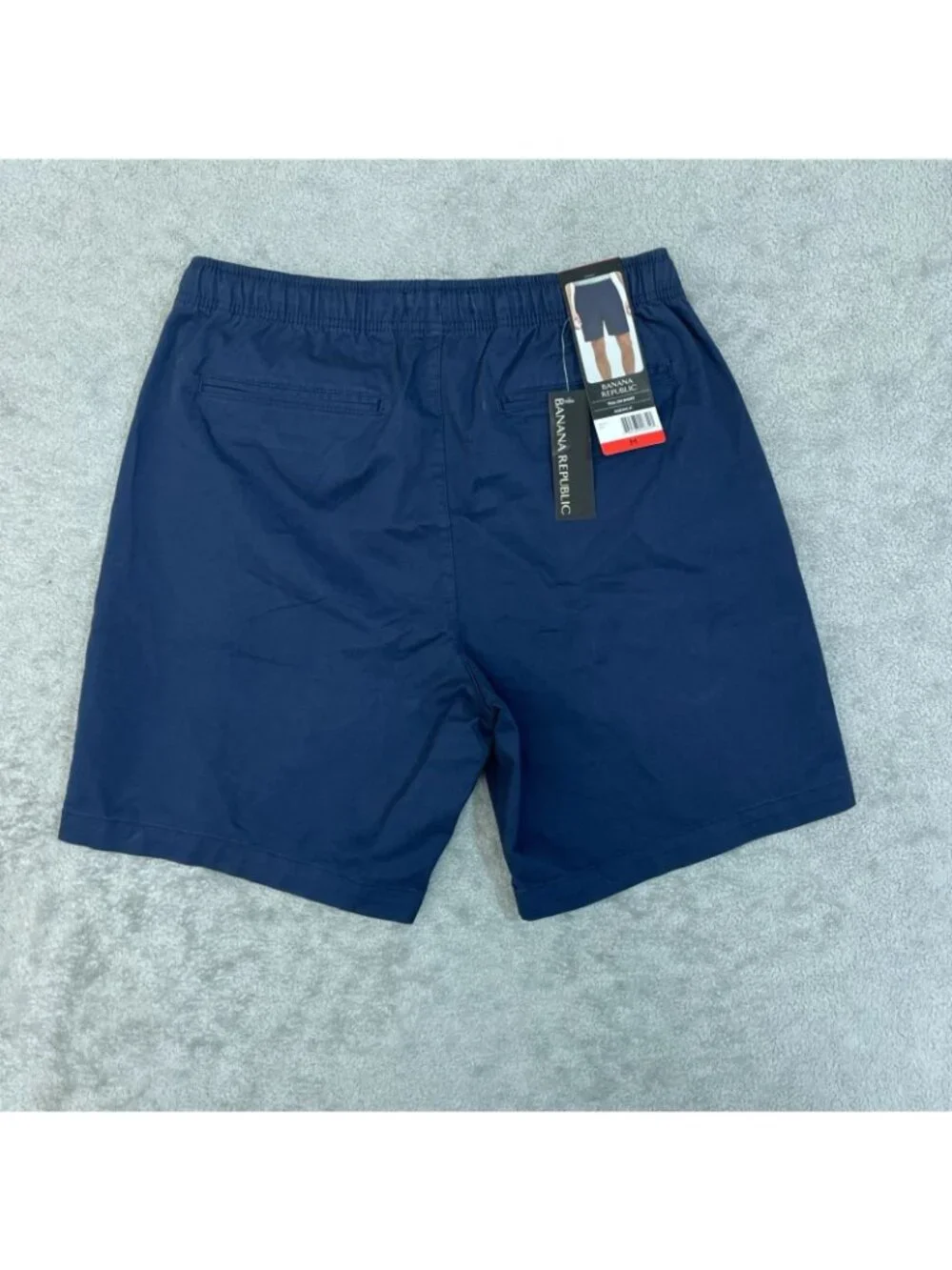 NWT Banana Republic Men's M Pull-On Chino Shorts Blue Elastic Waist